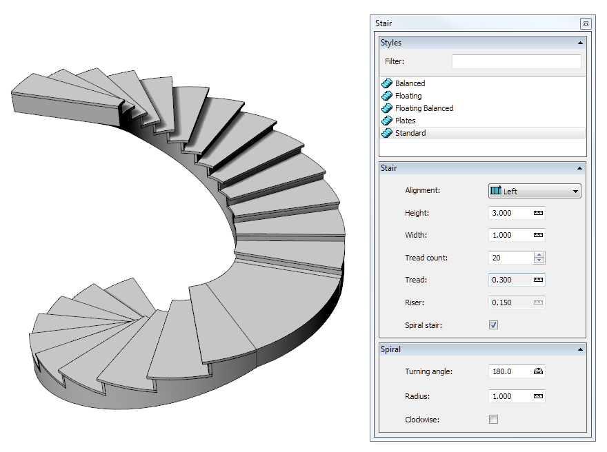 escalier helicoidal rhino