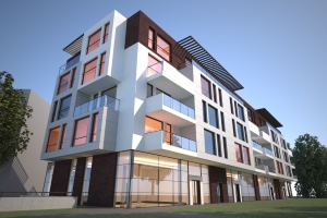 Residential building in Gdansk created with Rhino and VisualARQ. Rendered with Maxell render.