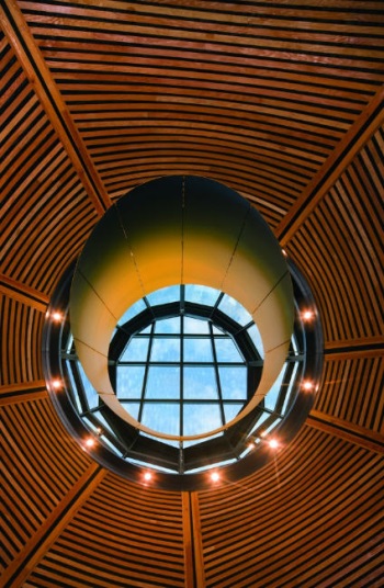 Details of the oculus and wooden covering.  