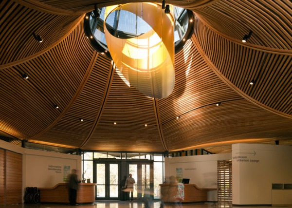 The oculus seen from the atrium of the VanDusen Botanical Garden Visitor Center  