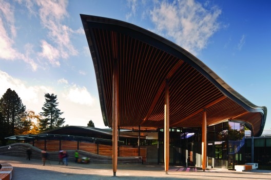 The overhang extends towards the area with the best views of the garden. 