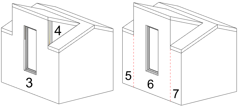 Das selbe Modell, links mit einem Problem bei der Wandüberschneidung und rechts ohne dieses Problem.