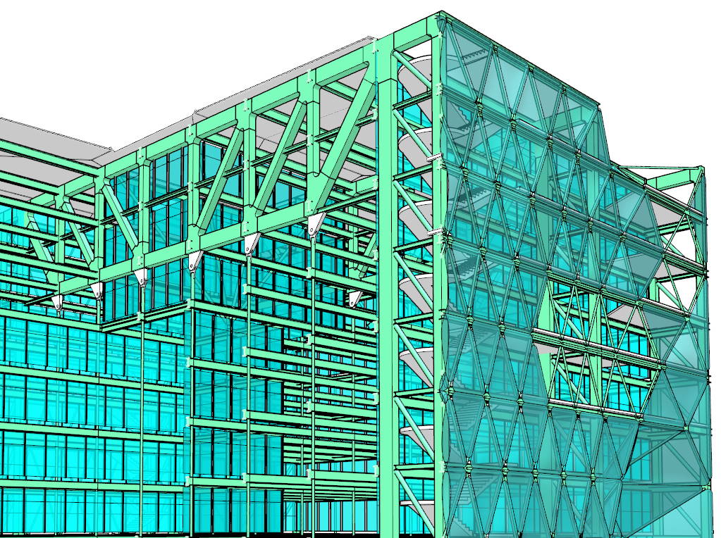 Modèle MediaTIC par Enric Ruiz-Geli (Cloud 9) créé avec VisualARQ afin de montrer toutes ses capacités BIM structurelles. 