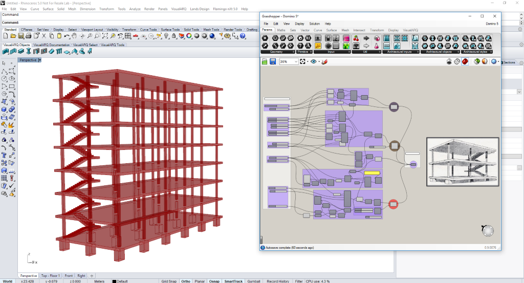 VisualARQ Components en Grasshopper - Estructura dominó