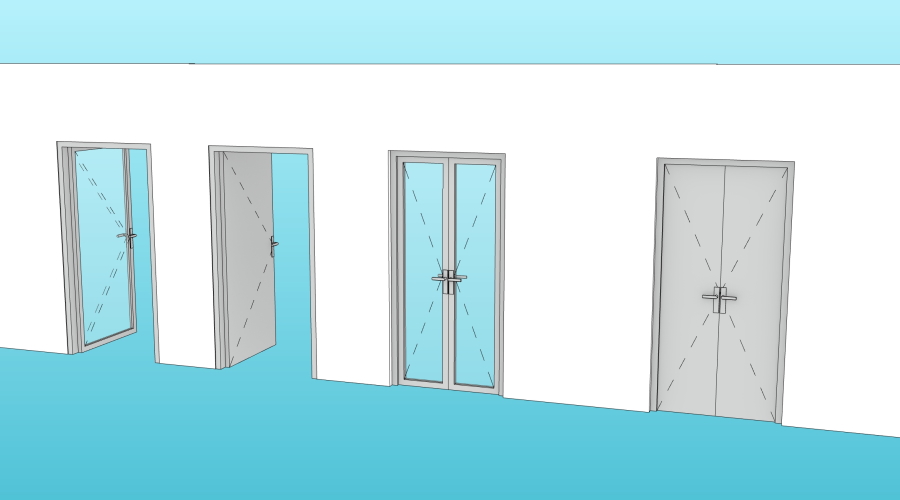 Hinged doorw with handle set VisualARQ