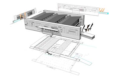 Make 2D sections, elevations and plan views